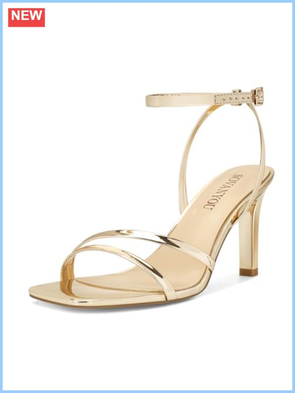 Strappy Square Toe Heeled Sandals Women's Dressy Stiletto Ankle Strap